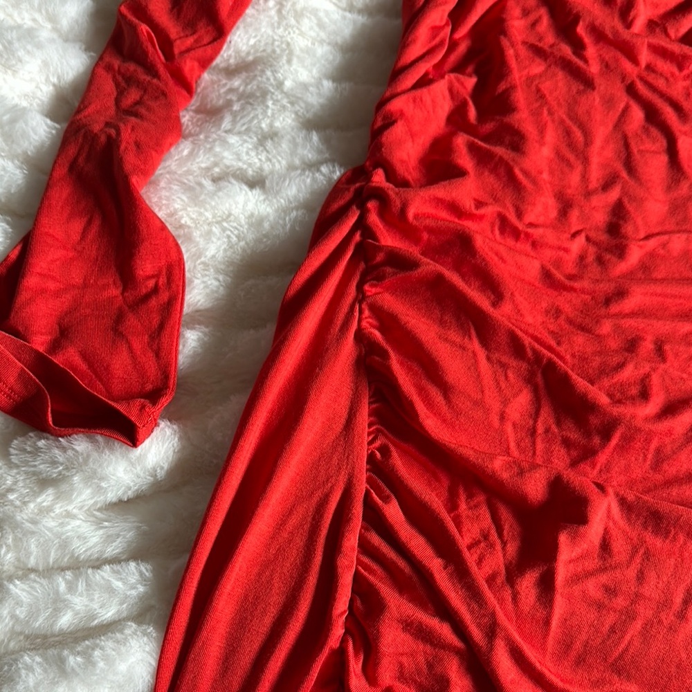 Future Collective Red Ruched Cutout Maxi Dress 1X - Picture 7 of 8